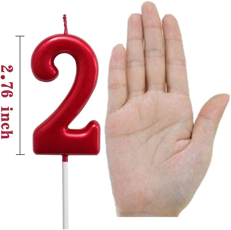 XNOVA Red Birthday Candles 2 Candle 2nd Two Years Cake Bady Roman Numberal Cool Number Candle No 20 21 22 23 25 24 26 28 27 29 - Image 2